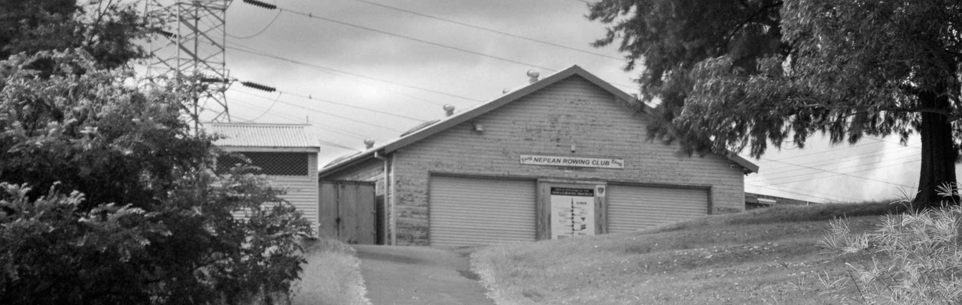 black and white image of rowing club