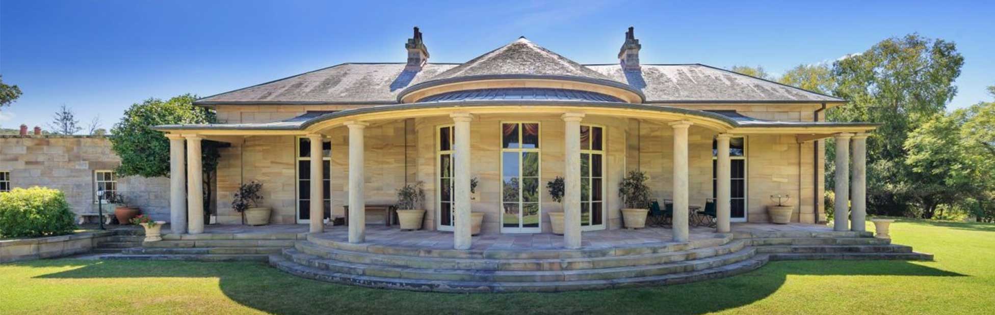 Stunning sandstone frontage of Fernhill Homestead