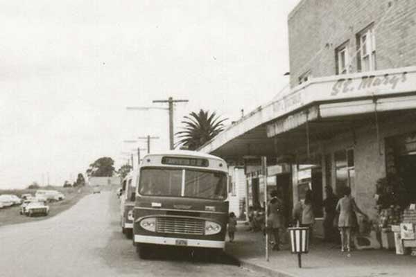 Historical image of buss in St Marys