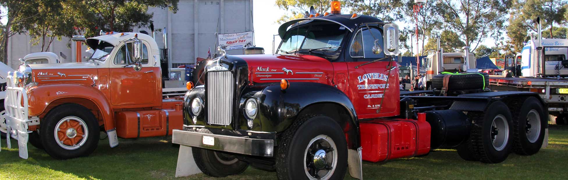 Red vintage truck on display in front of Museum of Fire