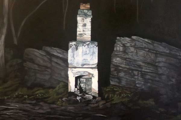 Halinka Orszulok: The Great Divide Fireplace remaining in ruin at night
