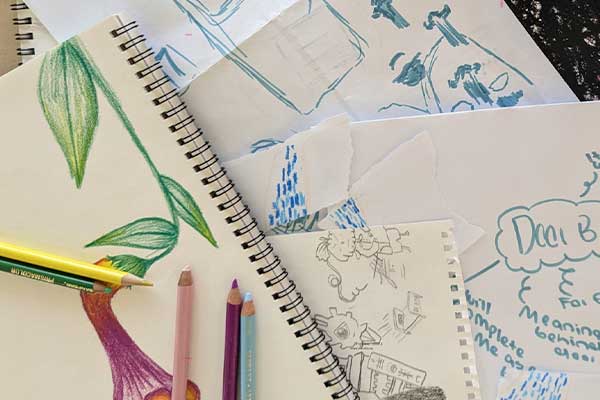 art pad and pencils