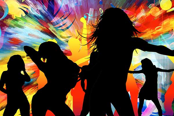dance silhouettes on coloured backgroun