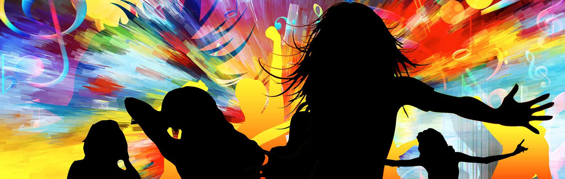 dance silhouettes on coloured backgroun