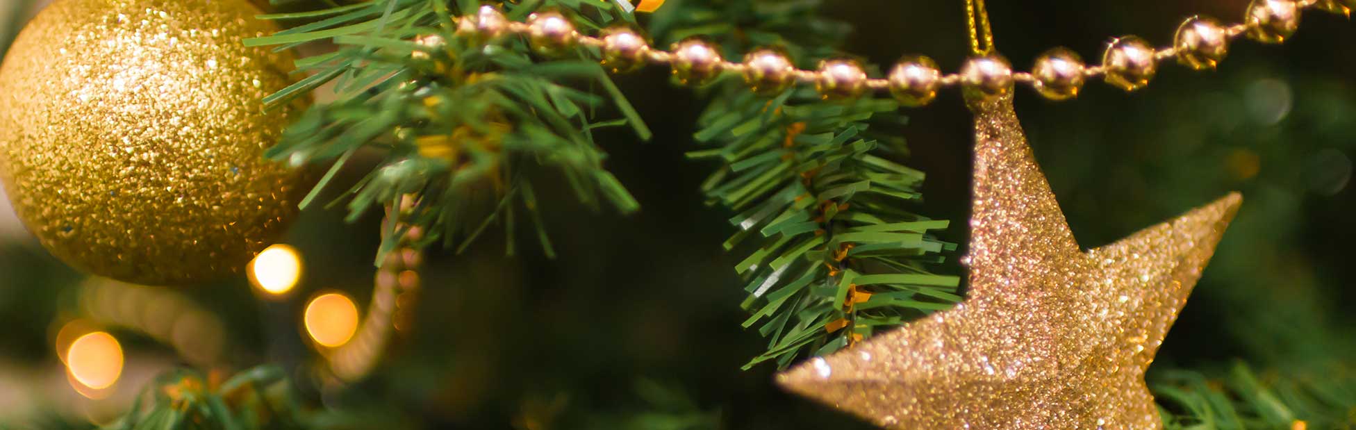 Gold Christmas Decorations on tree