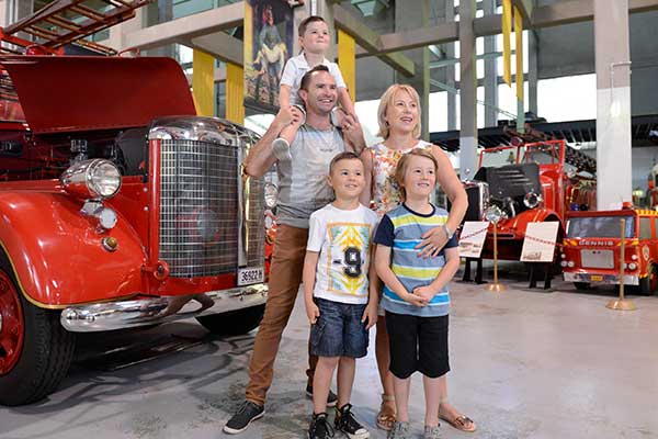 family at Museum of fire