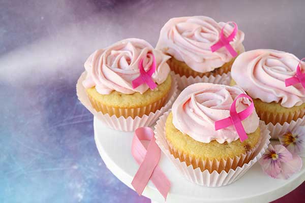 Pink cupcakes on plate