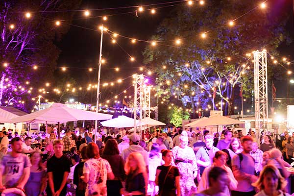 Festival crowd with lights
