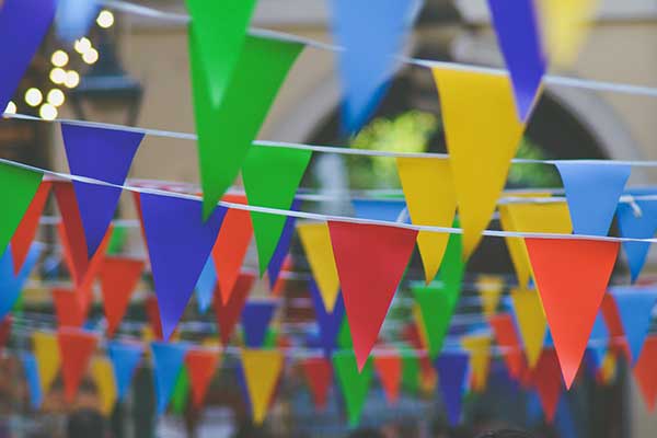 Colourful bunting hanging