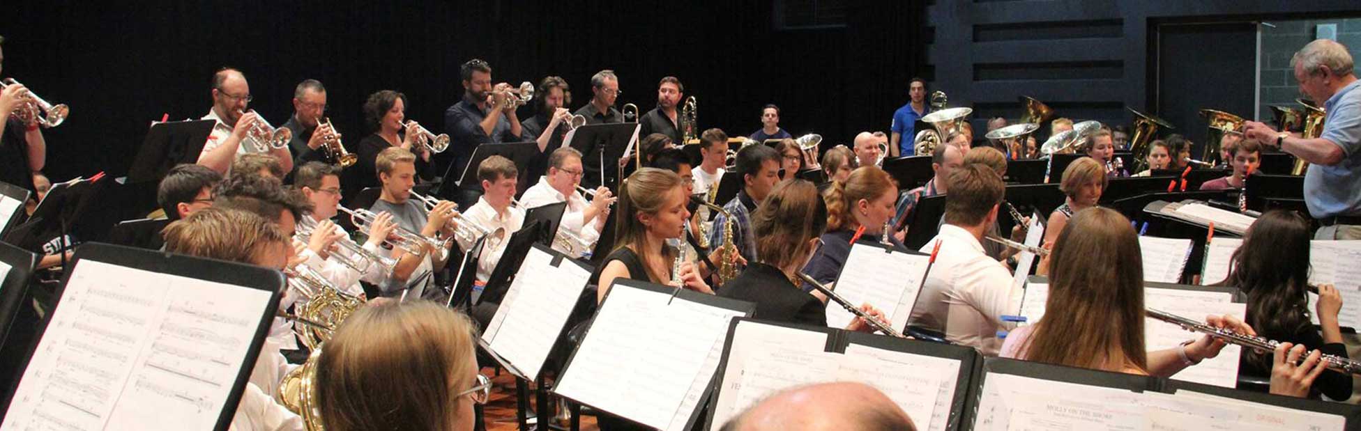 Conductor in front of playing band