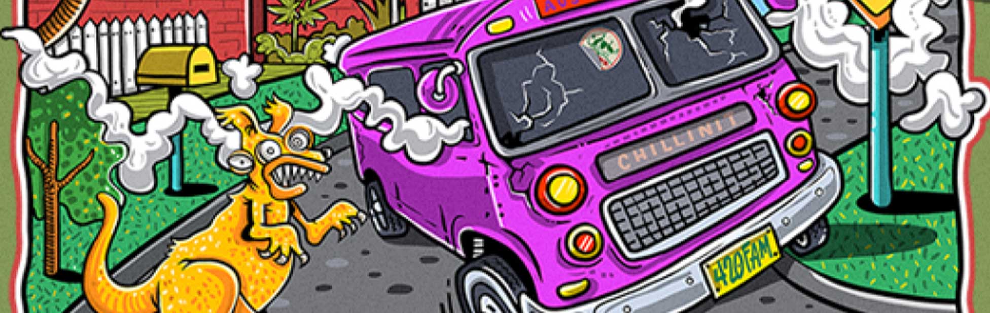 artwork of bus on suburban st
