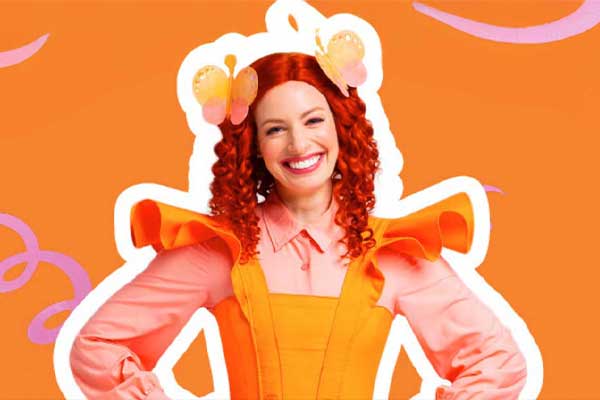 Emma with orange swirled background