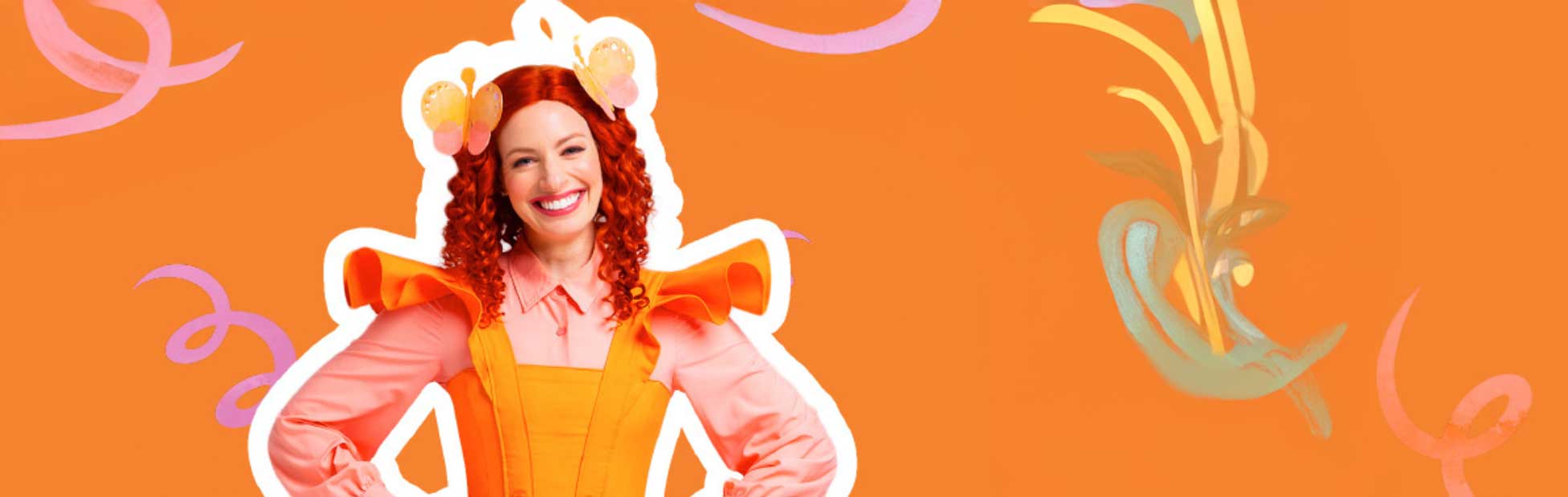 Emma with orange swirled background