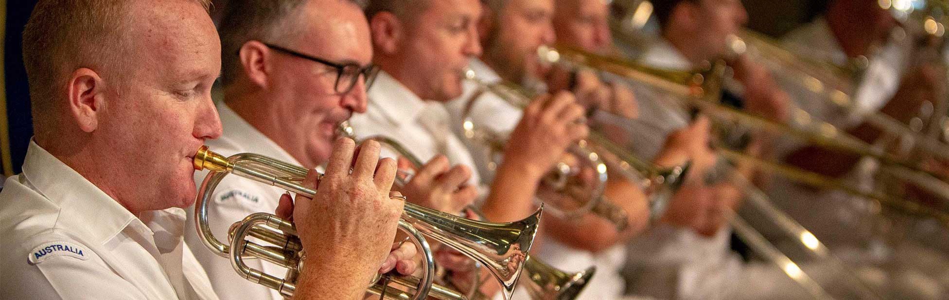 Navy band playing trumpets