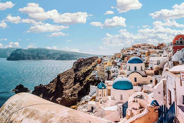 Scenic view of Houses on the ocean in Greece