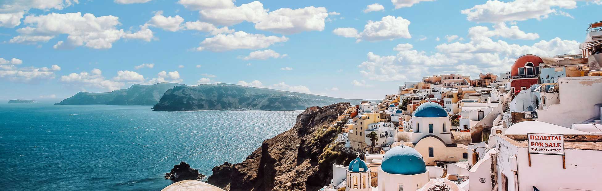 Scenic view of Houses on the ocean in Greece