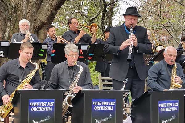 Brass band performing outdoors
