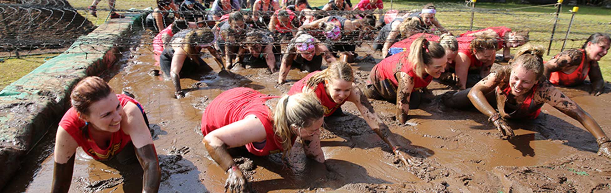 Females running through mud