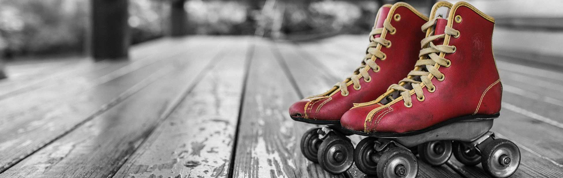 Image of a red pair of roller skates