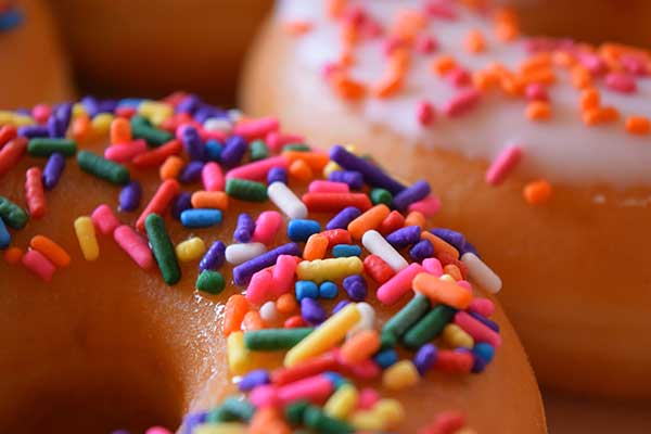 Doughnut decorated with sprinkles