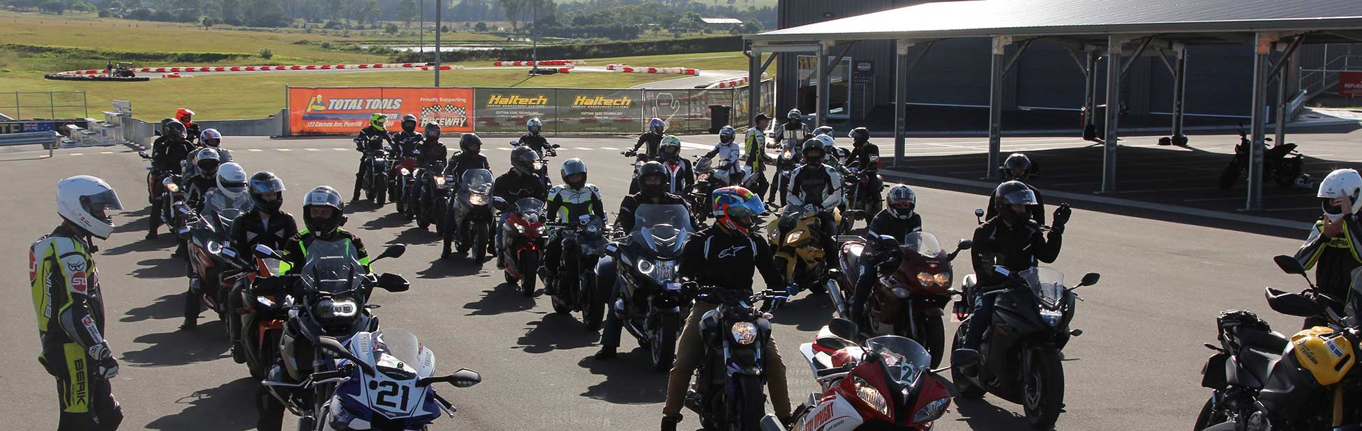 Group of motorcyclists on the racetrack
