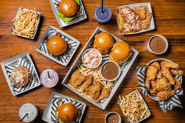 burgers on table