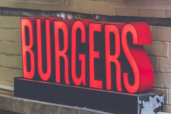 Red burger sign