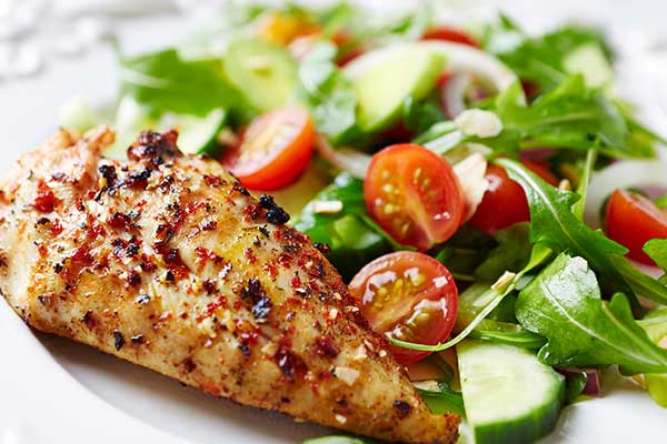 Crisp portuguese chicken and a green salad