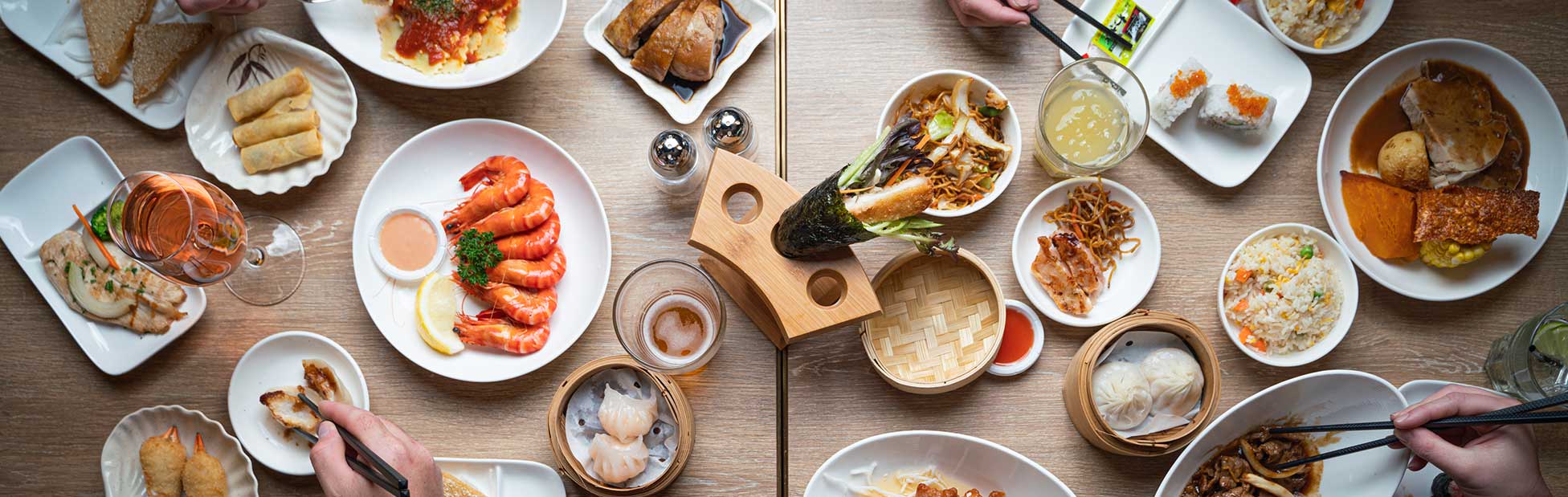 Assorted meals on table