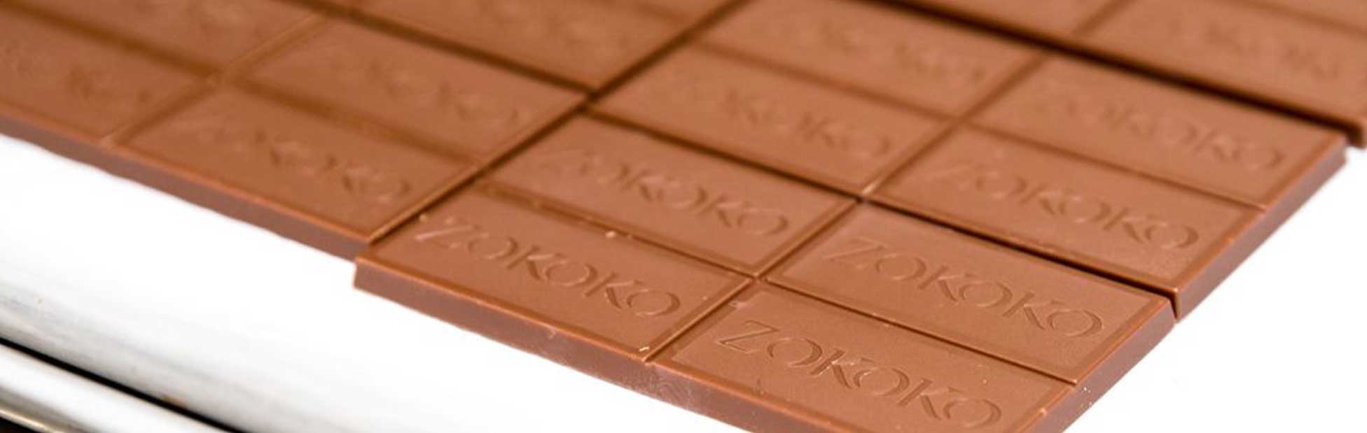 Squares of chocolate stamped ZOKOKO