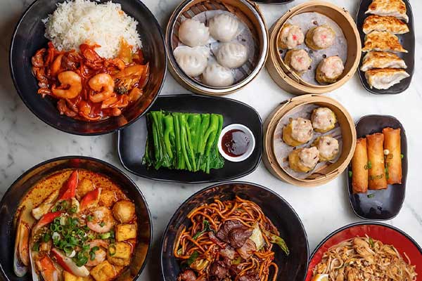 noodle and yum cha spread