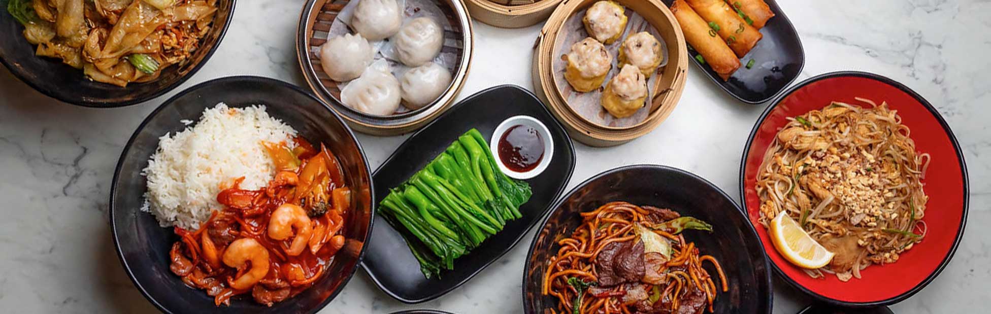 noodle and yum cha spread