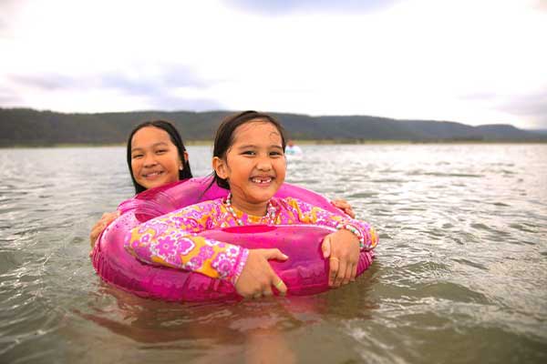 Girls swimming at Penrith Beach